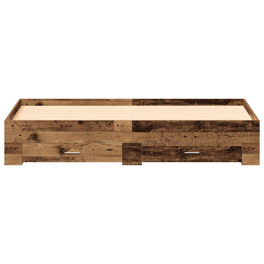 Cadre de lit avec tiroirs avec tiroir Bois ancien 180 x 200 cm - XIOS