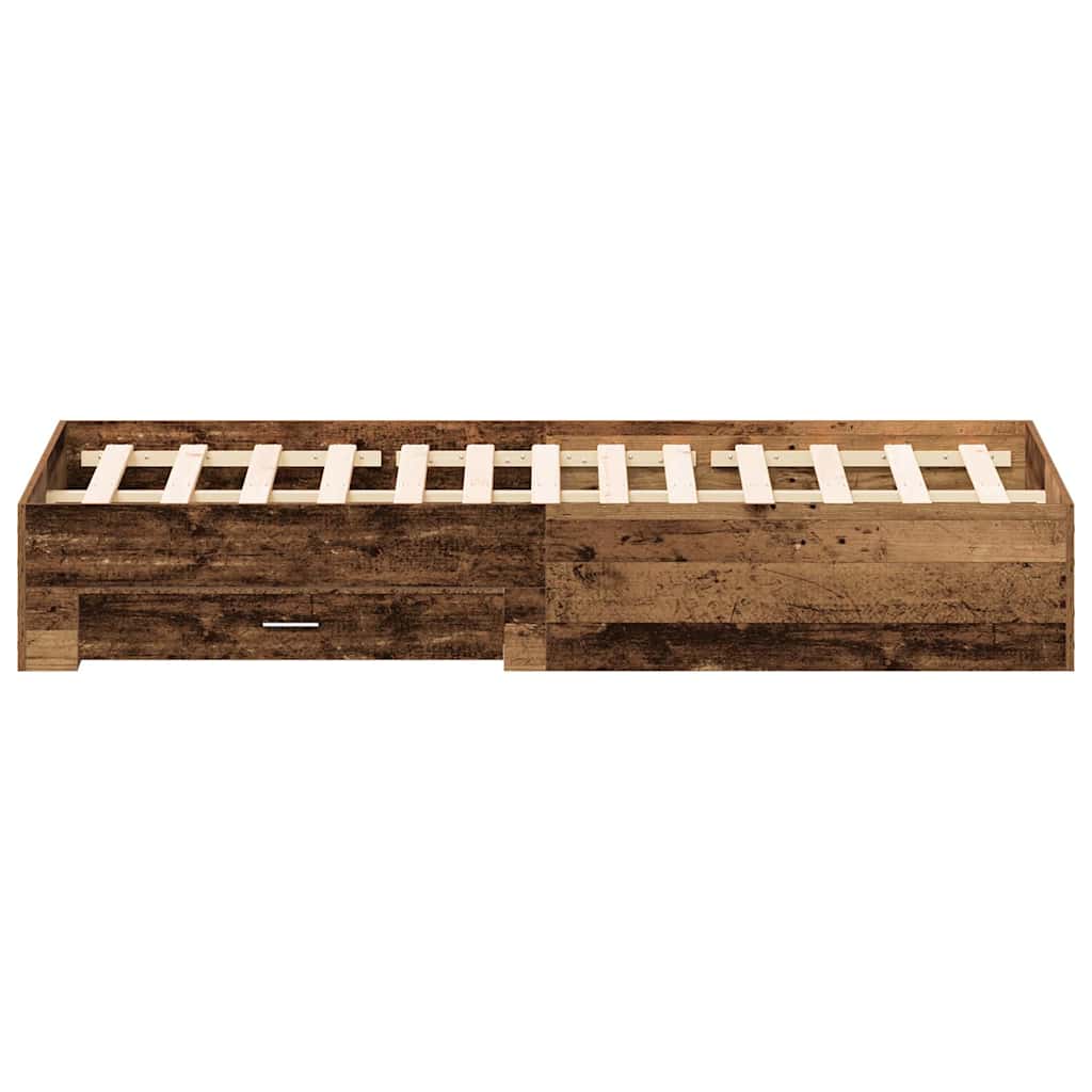 Cadre de lit avec tiroirs avec tiroir Bois ancien 180 x 200 cm - XIOS