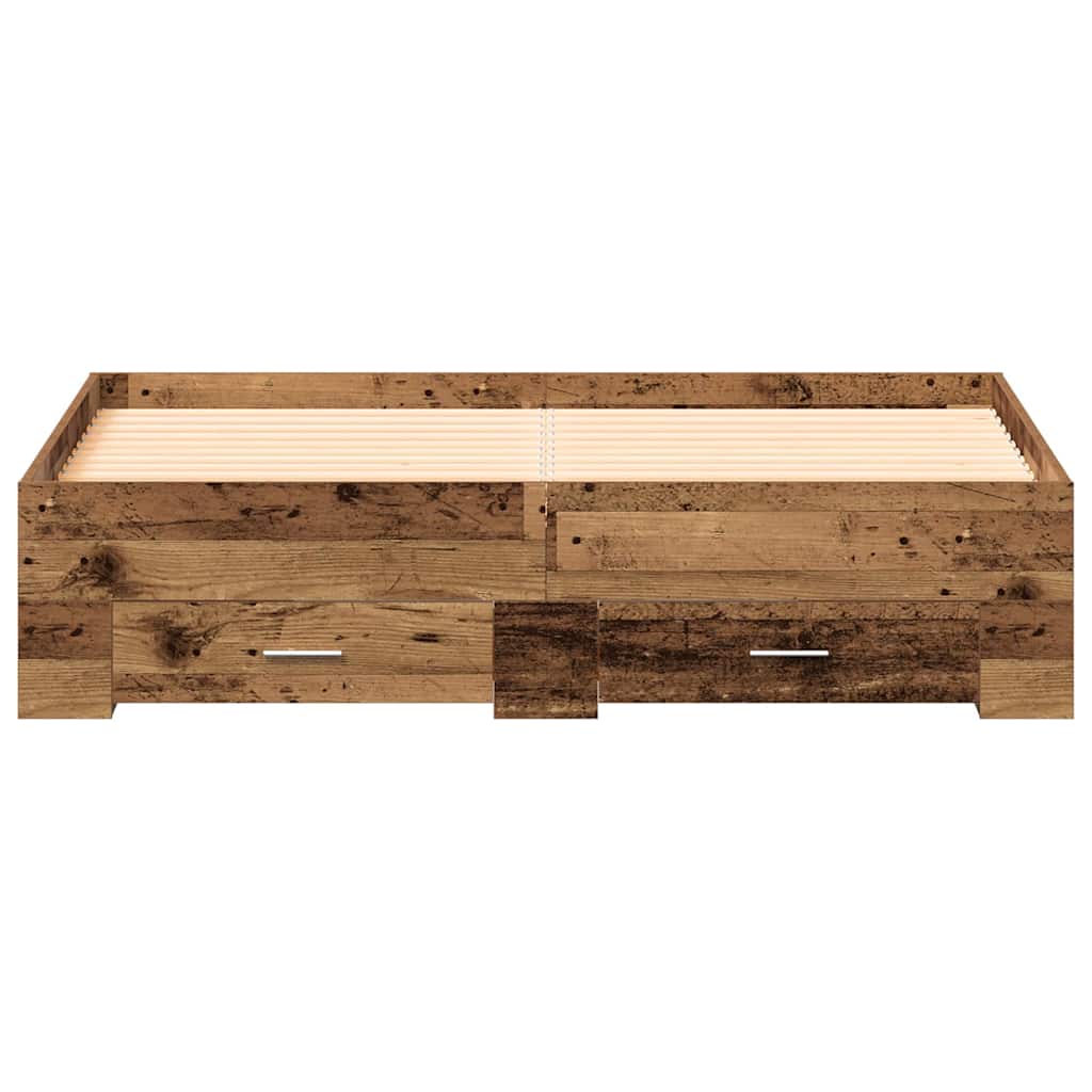 Cadre de lit avec tiroirs avec tiroir Bois ancien 140 x 190 cm - XIOS