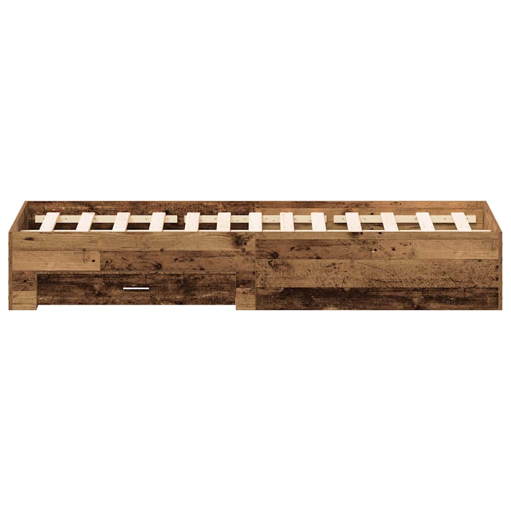 Cadre de lit avec tiroirs avec tiroir Bois ancien 135 x 190 cm - XIOS
