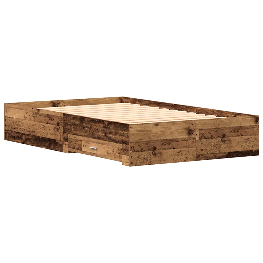 Cadre de lit avec tiroirs avec tiroir Bois ancien 120 x 190 cm - XIOS