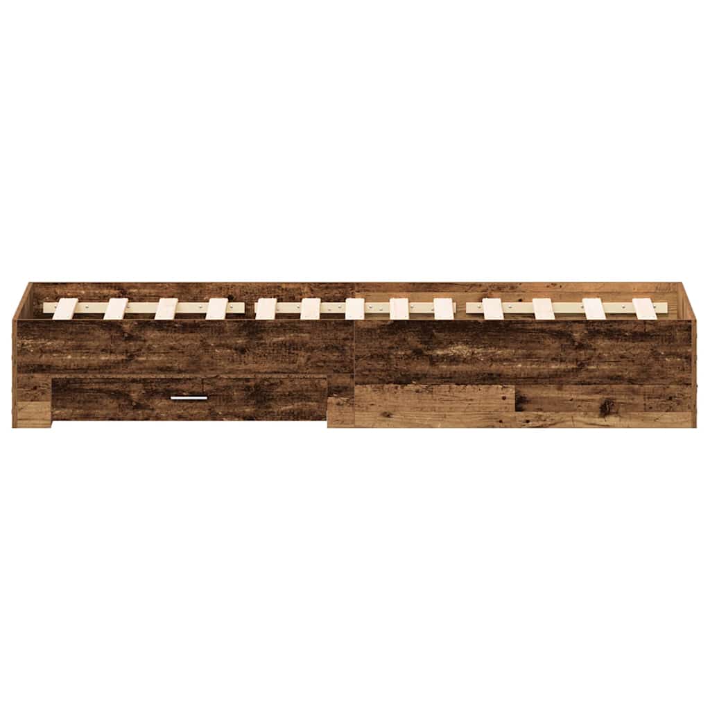 Cadre de lit avec tiroirs avec tiroir Bois ancien 120 x 190 cm - XIOS