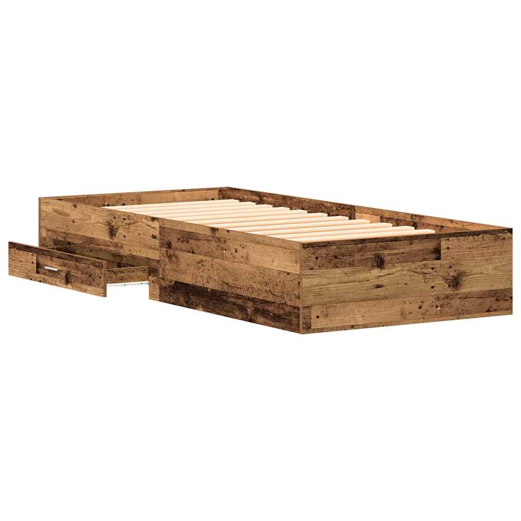 Cadre de lit avec tiroirs avec tiroir Bois ancien 100 x 200 cm - XIOS
