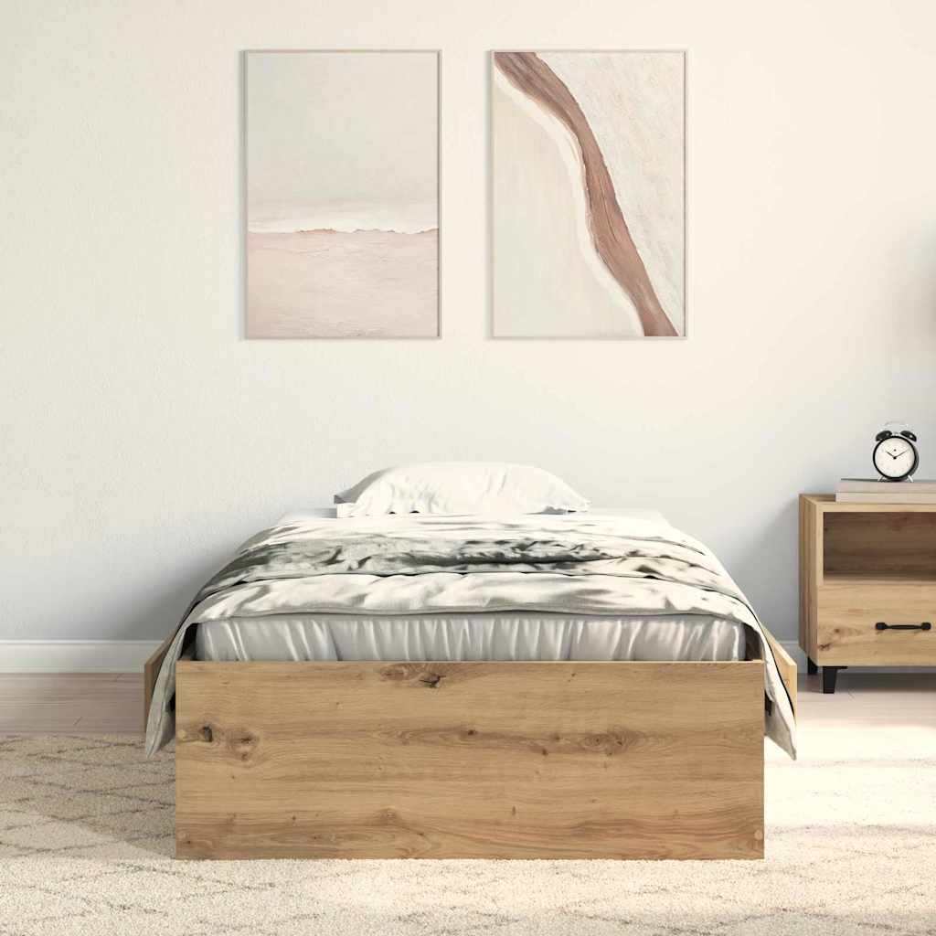 Cadre de lit avec tiroirs chêne artisanal 100 x 200 cm - XIOS
