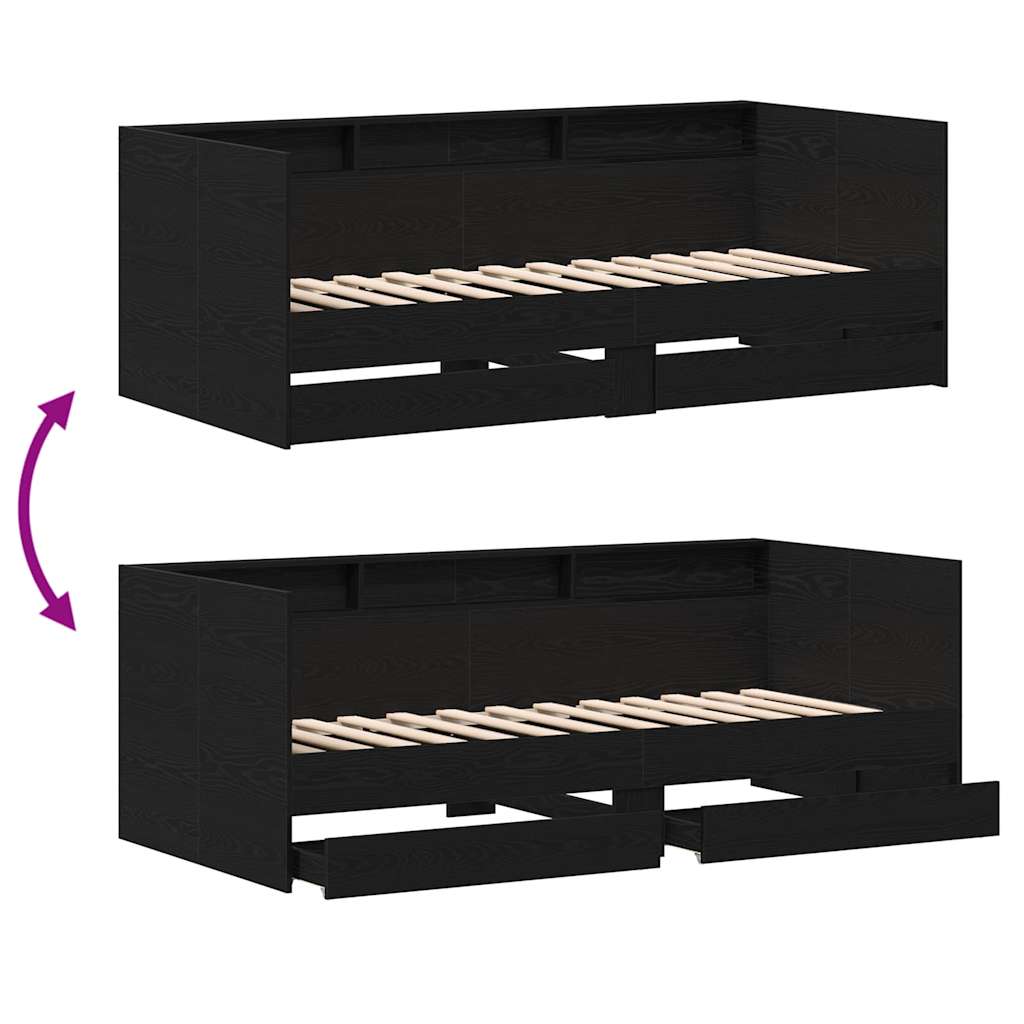 Lit d'appoint Chêne noir 100 x 200 cm Bois d'ingénierie