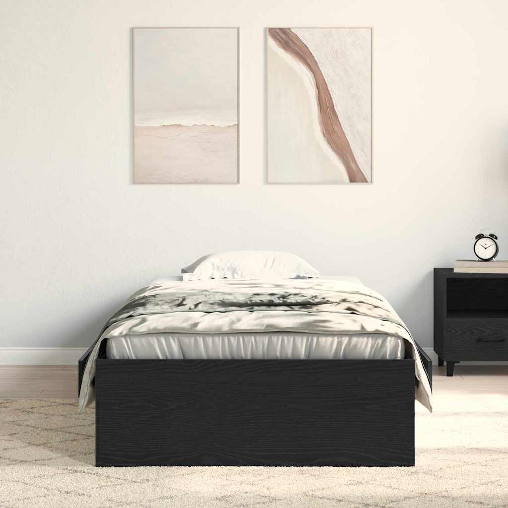 Cadre de lit avec tiroirs avec tiroir Chêne noir 90 x 200 cm - XIOS