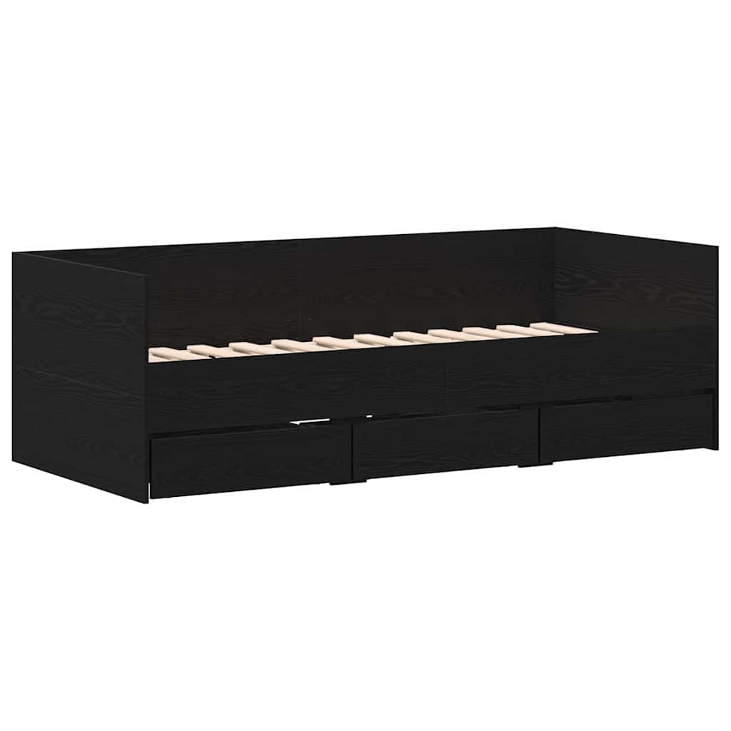 Cadre de lit de jour avec tiroirs Chêne noir 90 x 200 cm - XIOS