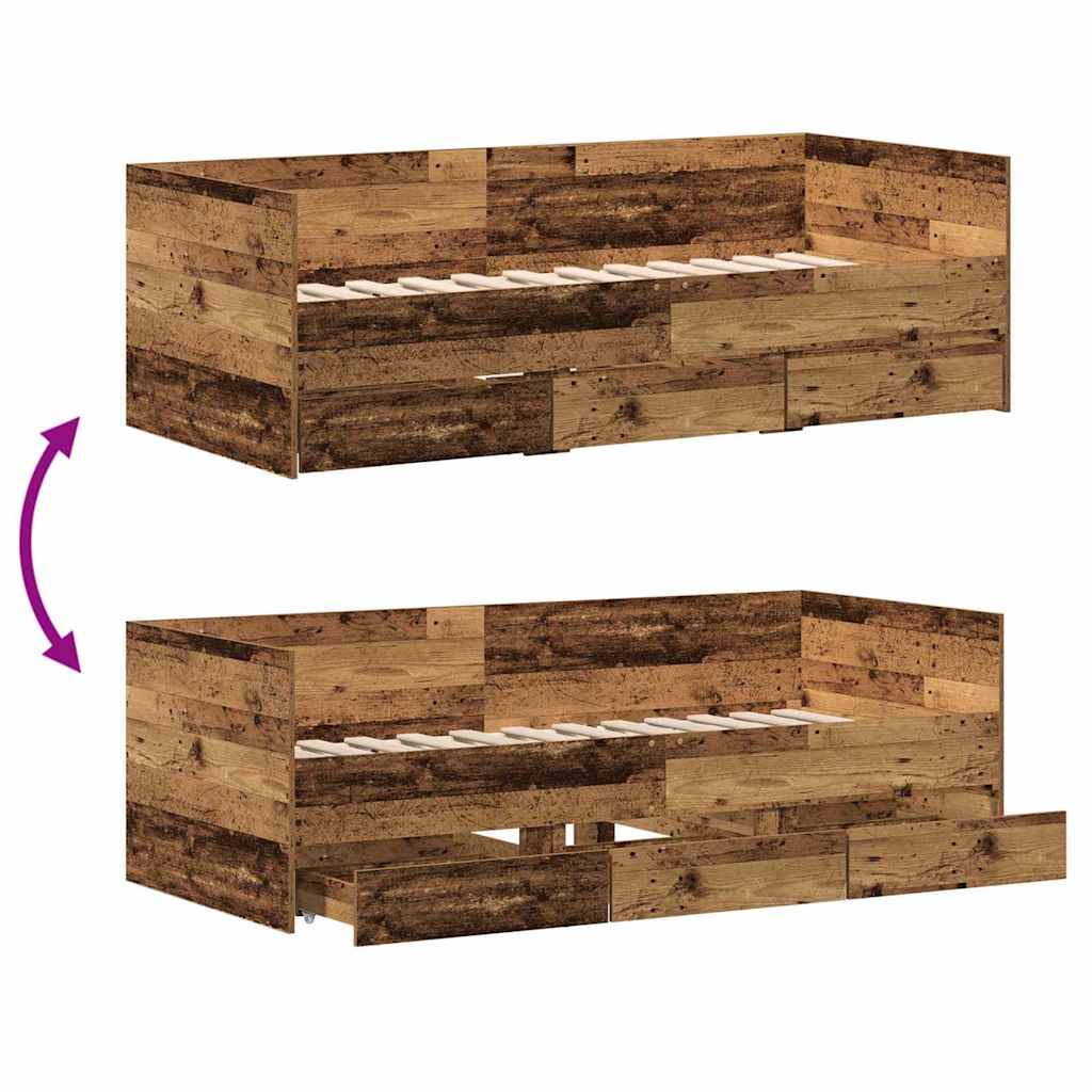 Lit d'appoint Bois Ancien 90 x 190 cm Bois d'ingénierie