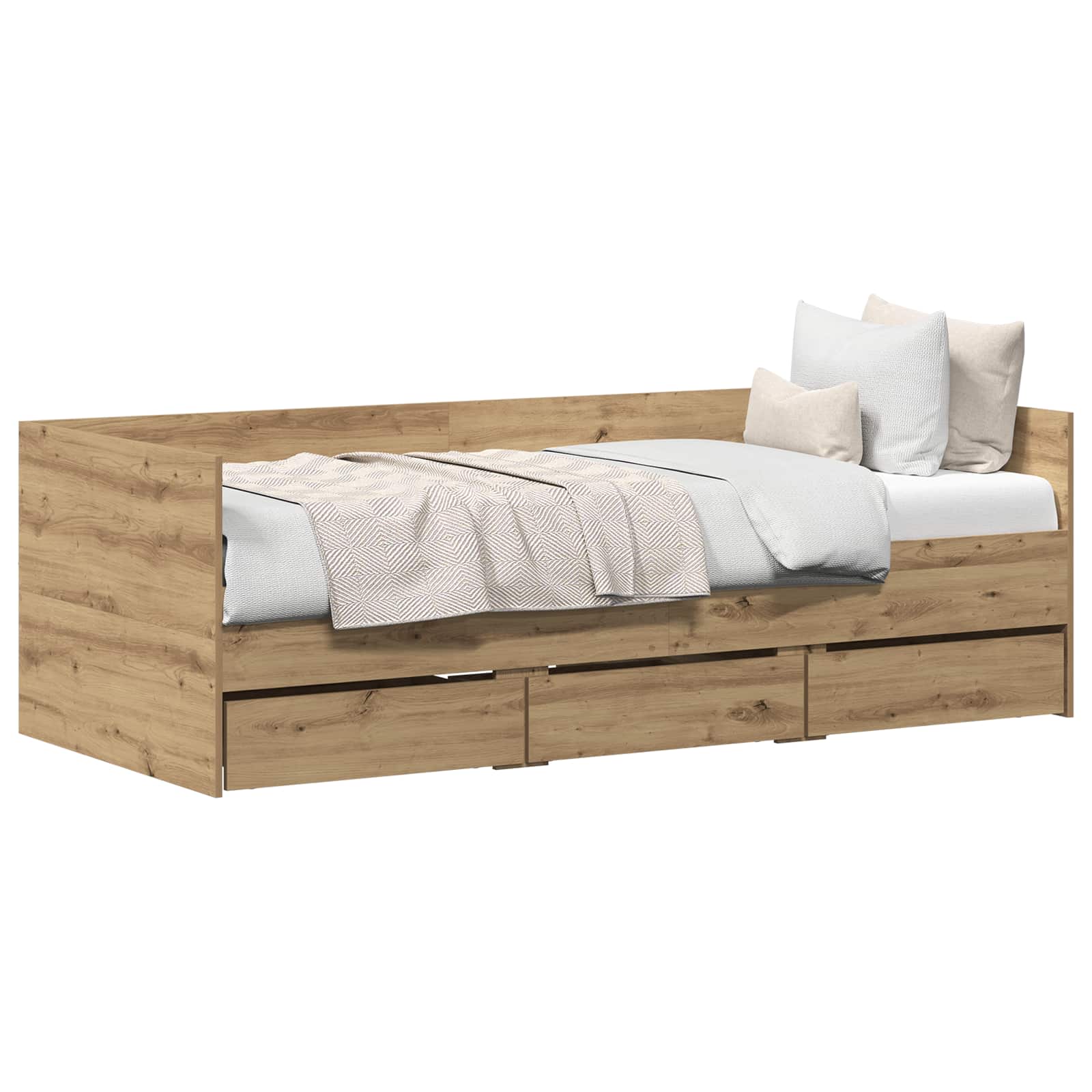Lit d'appoint Chêne artisanal 90 x 190 cm Bois d'ingénierie