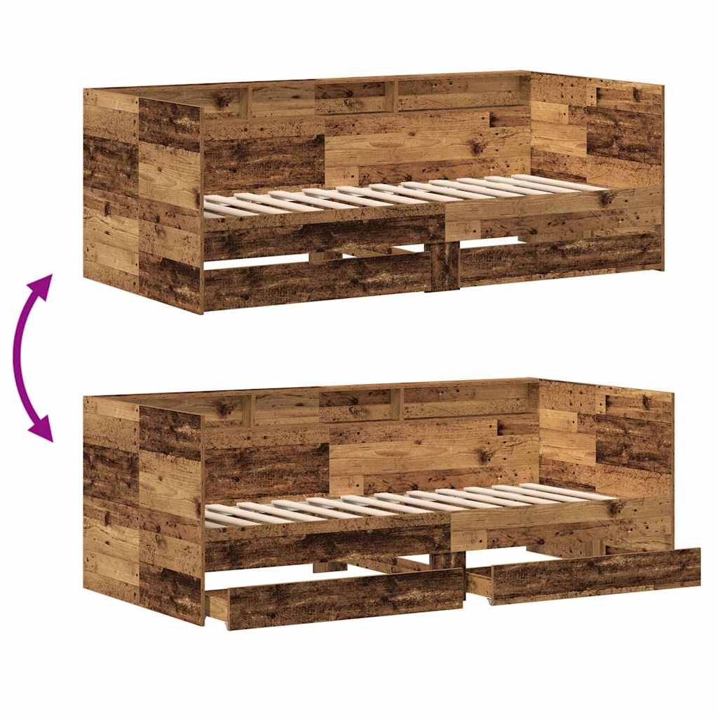 Lit d'appoint Bois Ancien 90 x 190 cm Bois d'ingénierie