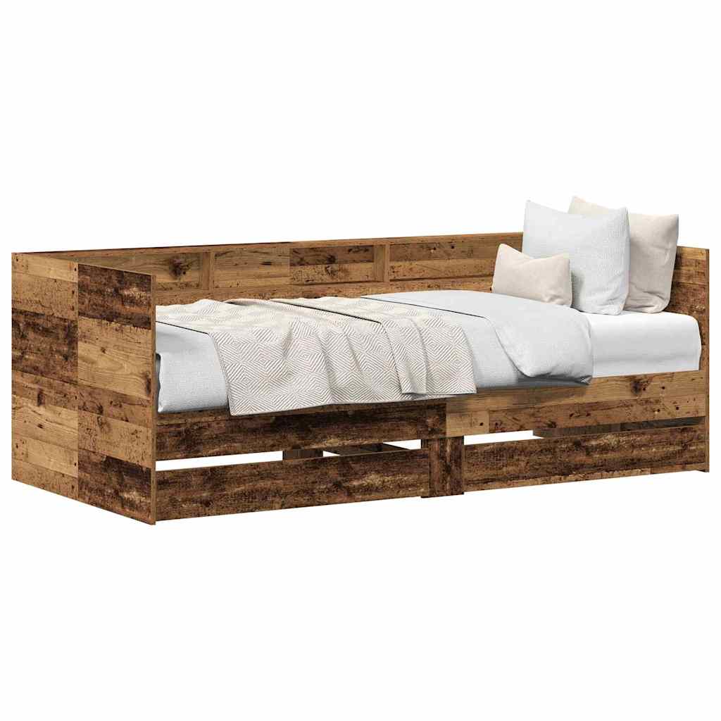 Cadre de lit de jour avec tiroirs Bois ancien 90 x 190 cm - XIOS