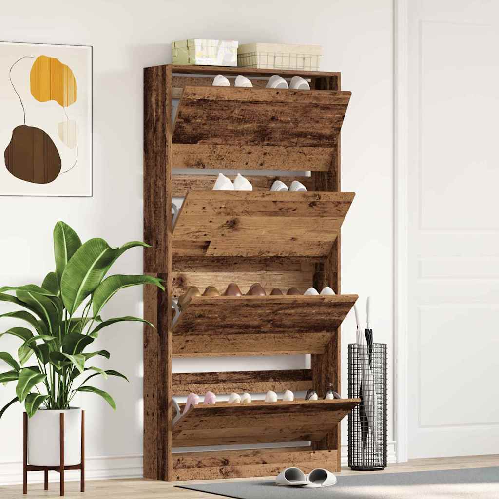 Armoire à chaussures avec porte Bois ancien 80 x 21 x 163.5 cm - XIOS