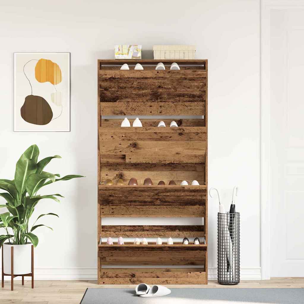 Armoire à chaussures avec porte Bois ancien 80 x 21 x 163.5 cm - XIOS