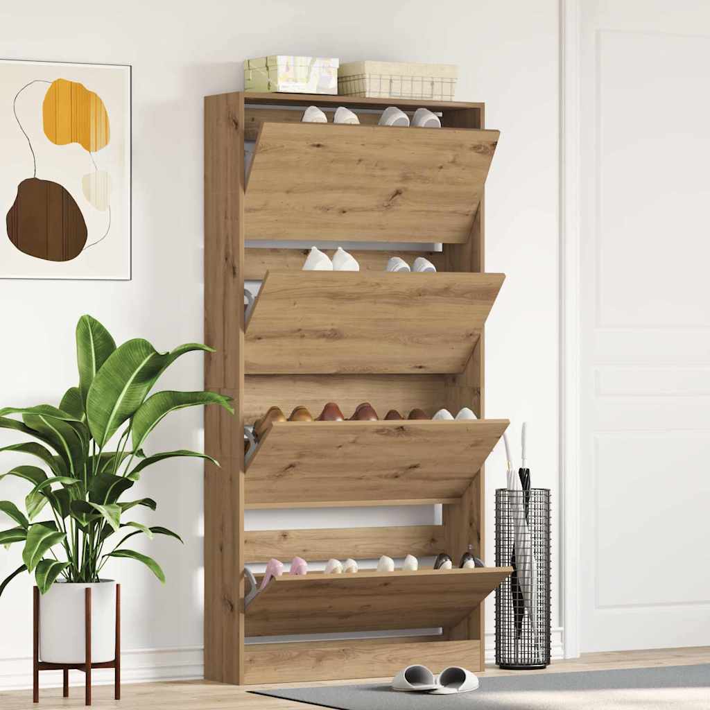 Armoire à chaussures chêne artisanal 80 x 21 x 163.5 cm - XIOS
