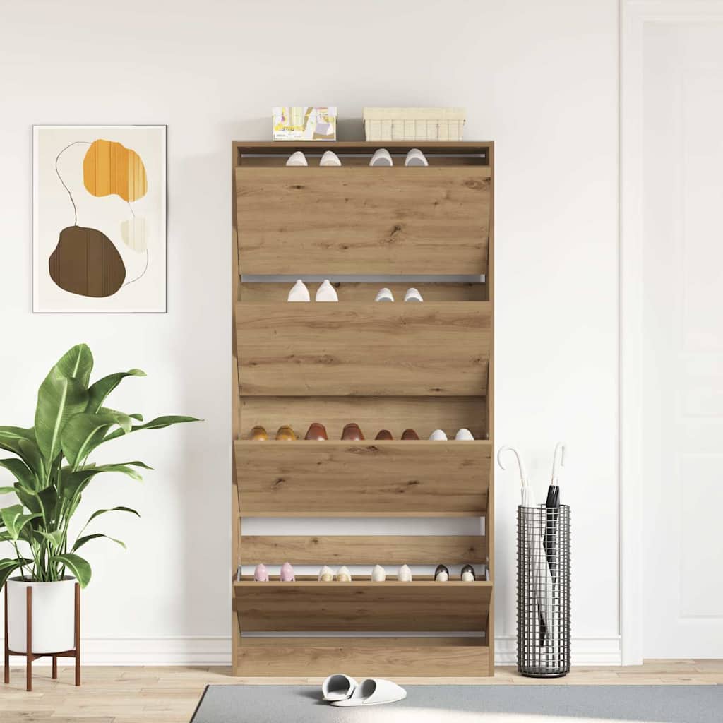 Armoire à chaussures chêne artisanal 80 x 21 x 163.5 cm - XIOS
