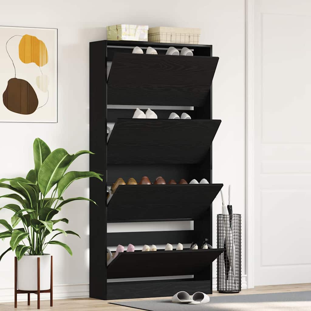 Armoire à chaussures avec porte Chêne noir 80 x 21 x 163.5 cm - XIOS