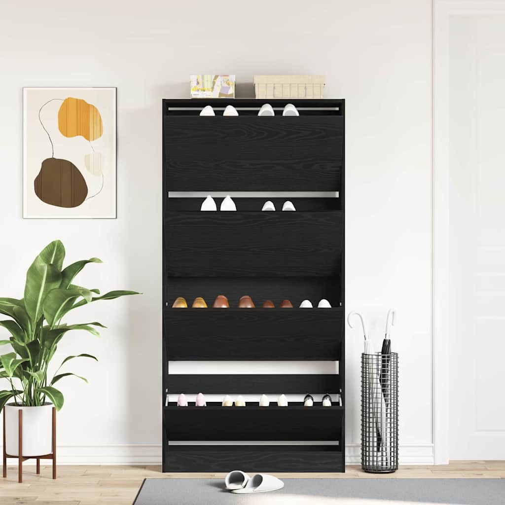 Armoire à chaussures avec porte Chêne noir 80 x 21 x 163.5 cm - XIOS