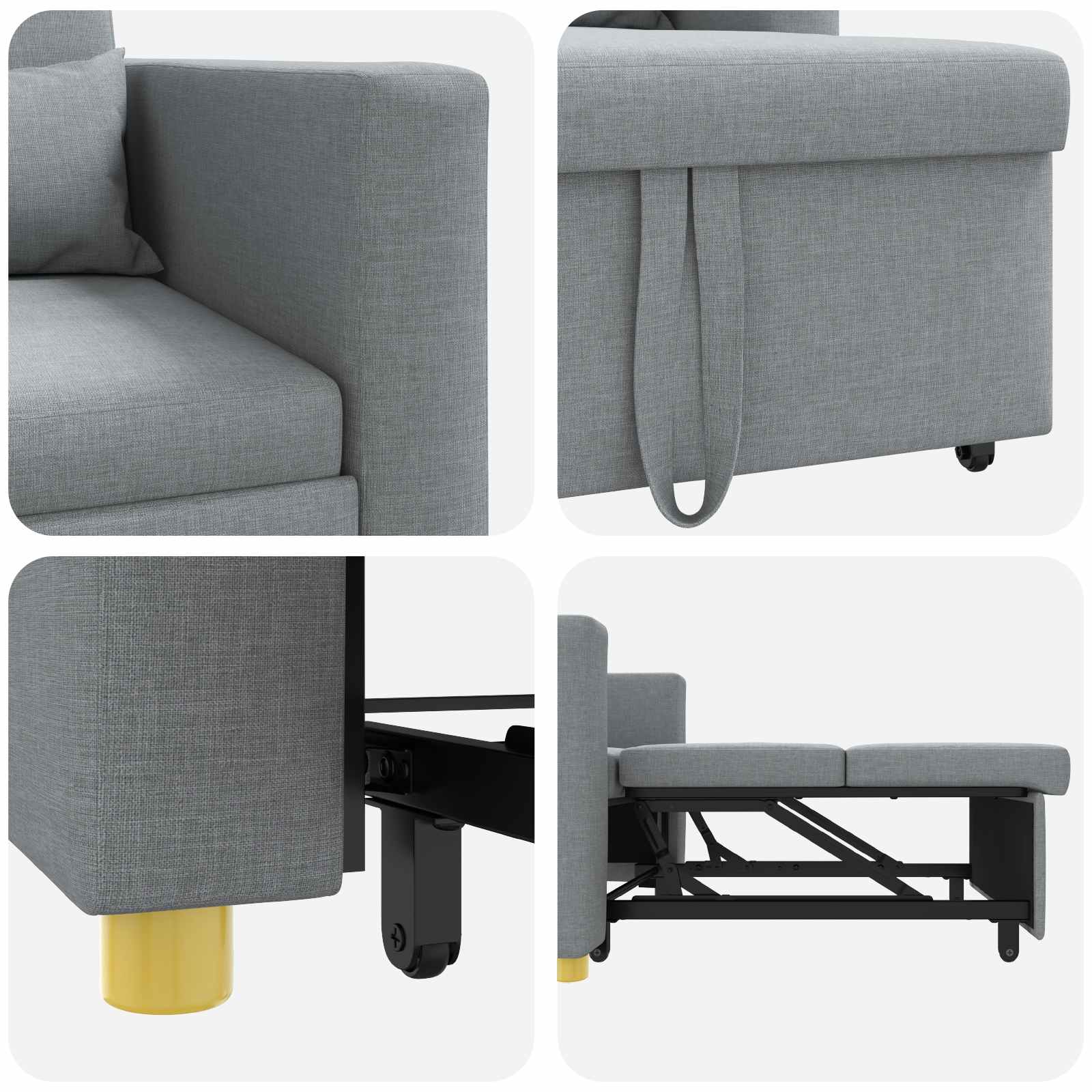 Canapé-lit escamotable simple Gris clair 90 x 165 x 87 cm tissu