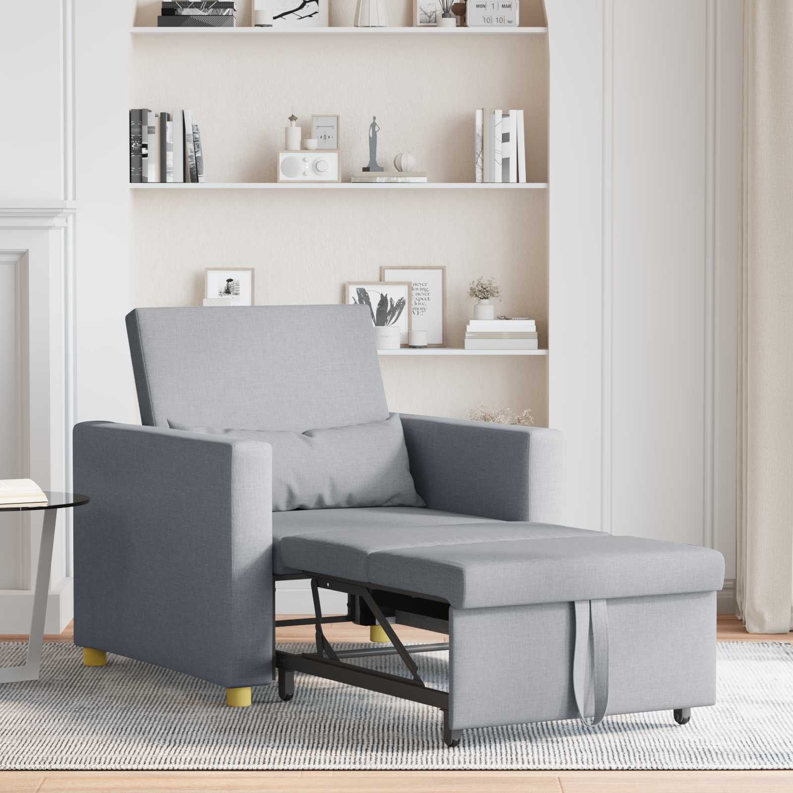 Canapé-lit escamotable simple Gris clair 90 x 165 x 87 cm tissu