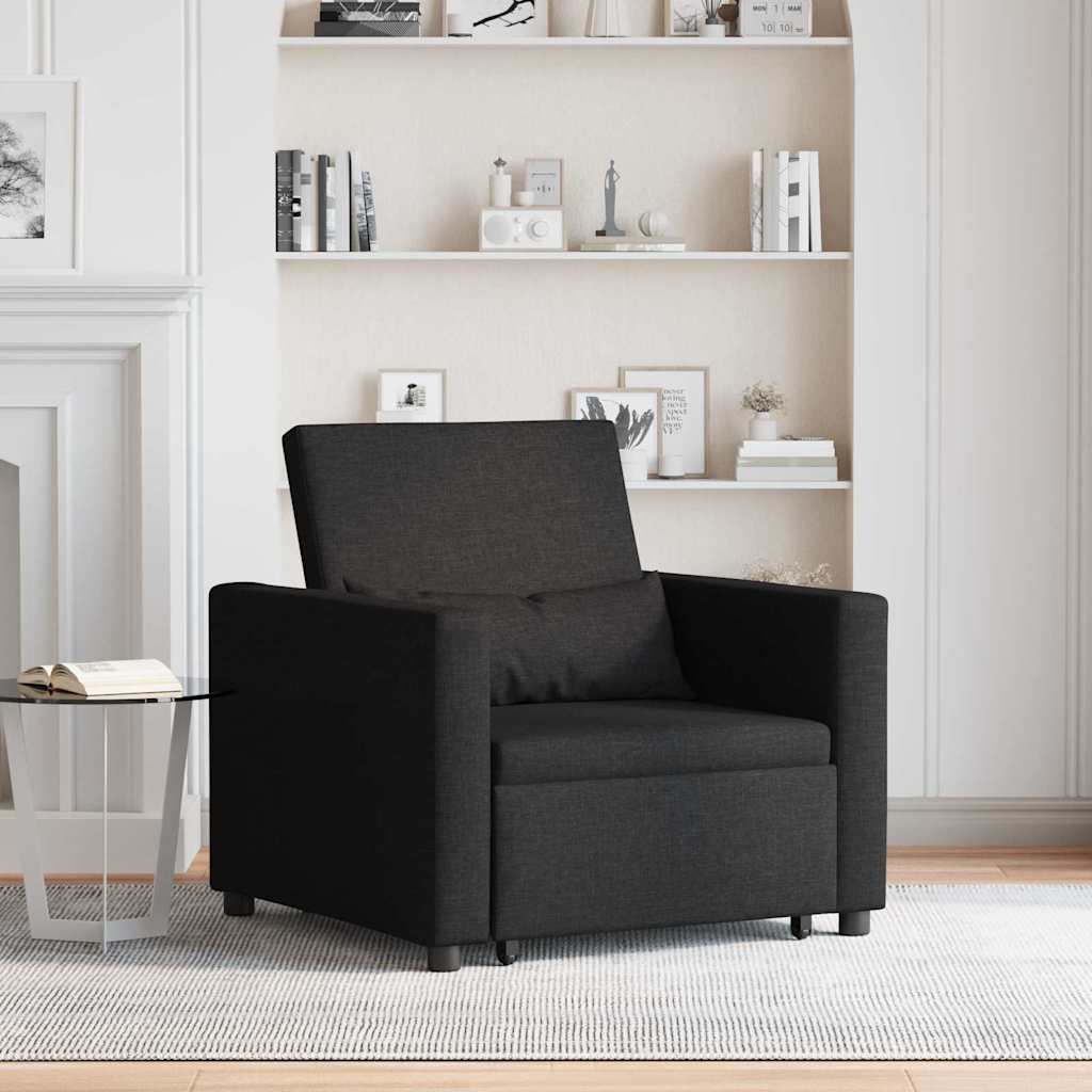 Canapé Lit Simple avec des roues Noir 90 x 165 x 87 cm tissu - XIOS