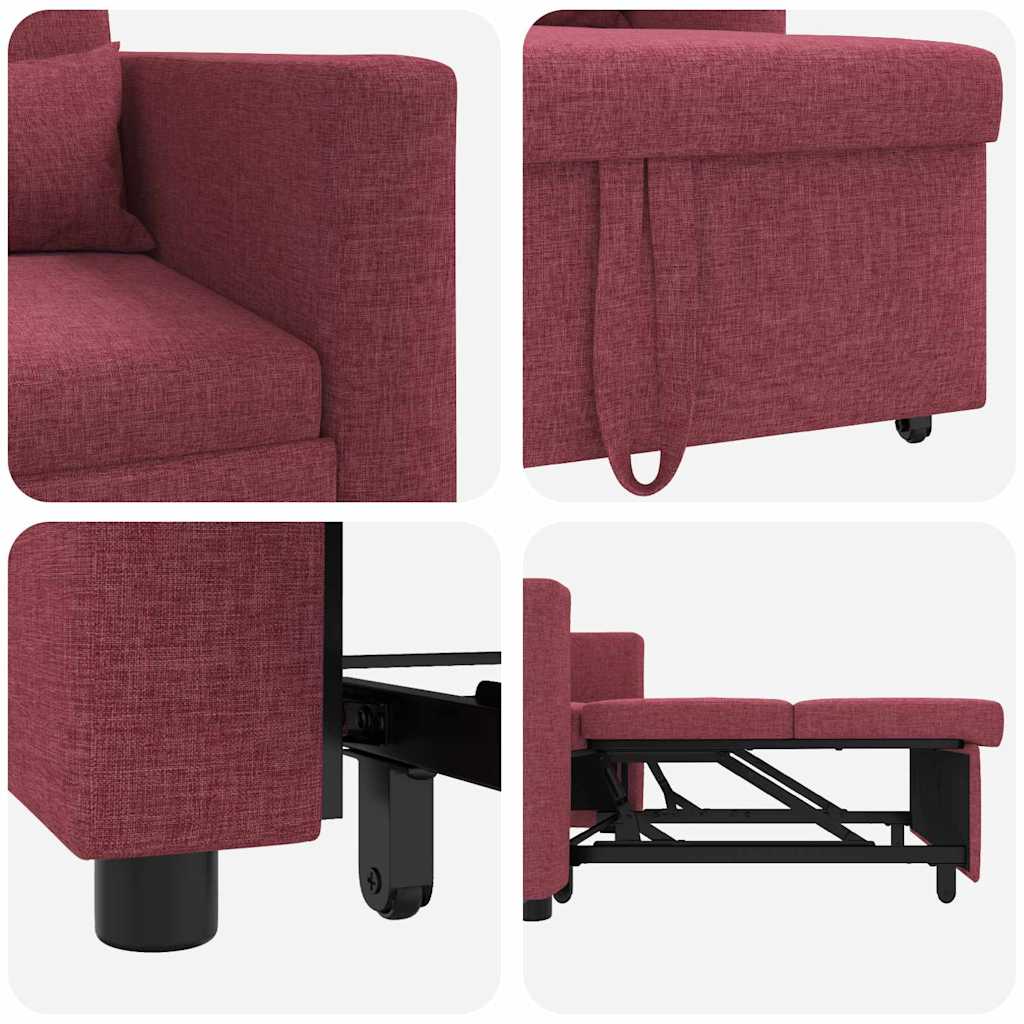Canapé Lit Simple Rouge bordeaux 90 x 165 x 87 cm tissu - XIOS