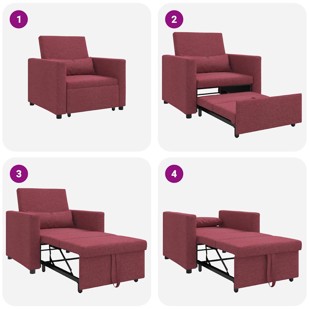 Canapé Lit Simple Rouge bordeaux 90 x 165 x 87 cm tissu - XIOS