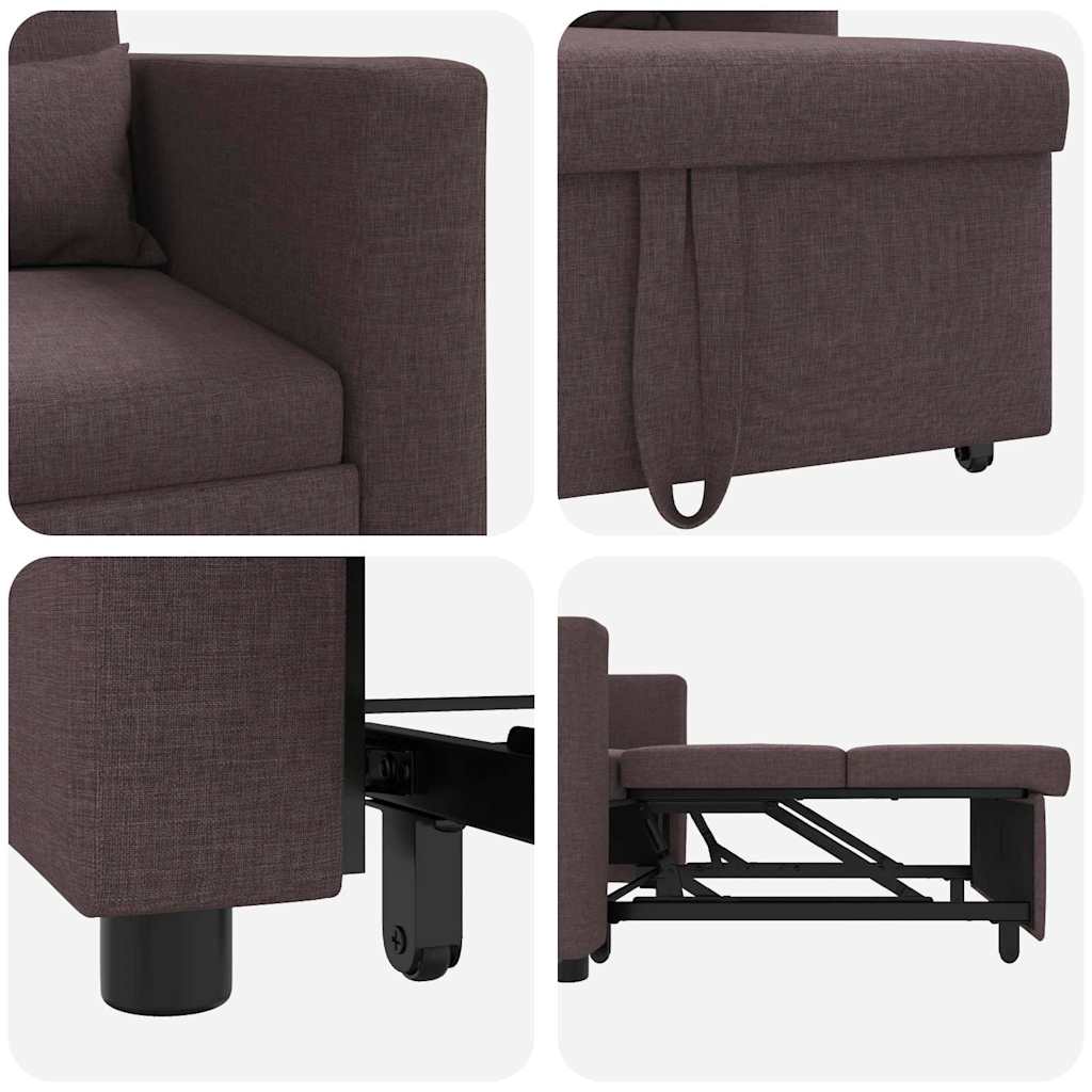 Canapé Lit Simple Marron foncé 90 x 165 x 87 cm tissu - XIOS