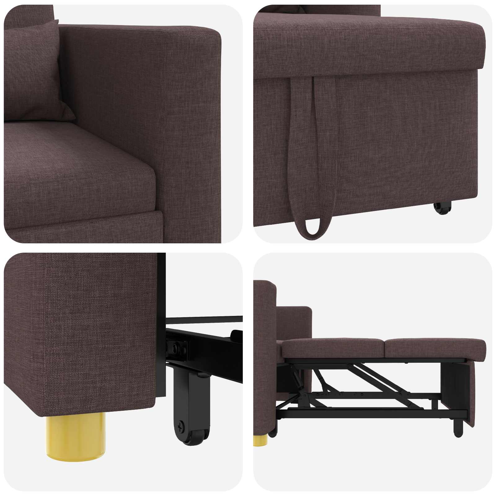 Canapé-lit escamotable simple Marron foncé 90 x 165 x 87 cm - XIOS