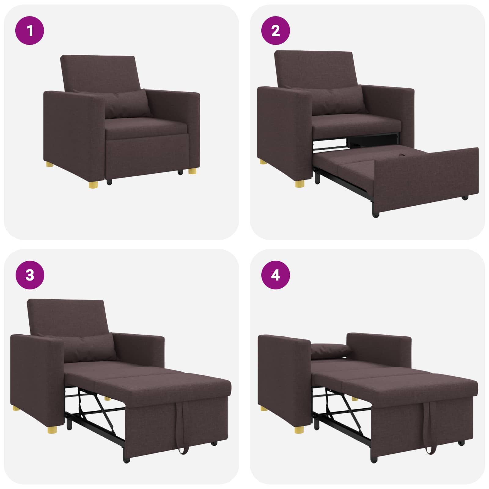 Canapé-lit escamotable simple Marron foncé 90 x 165 x 87 cm - XIOS