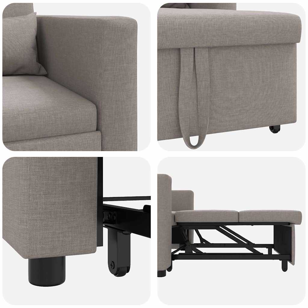 Canapé Lit Simple avec des roues Taupe 90 x 165 x 87 cm tissu - XIOS