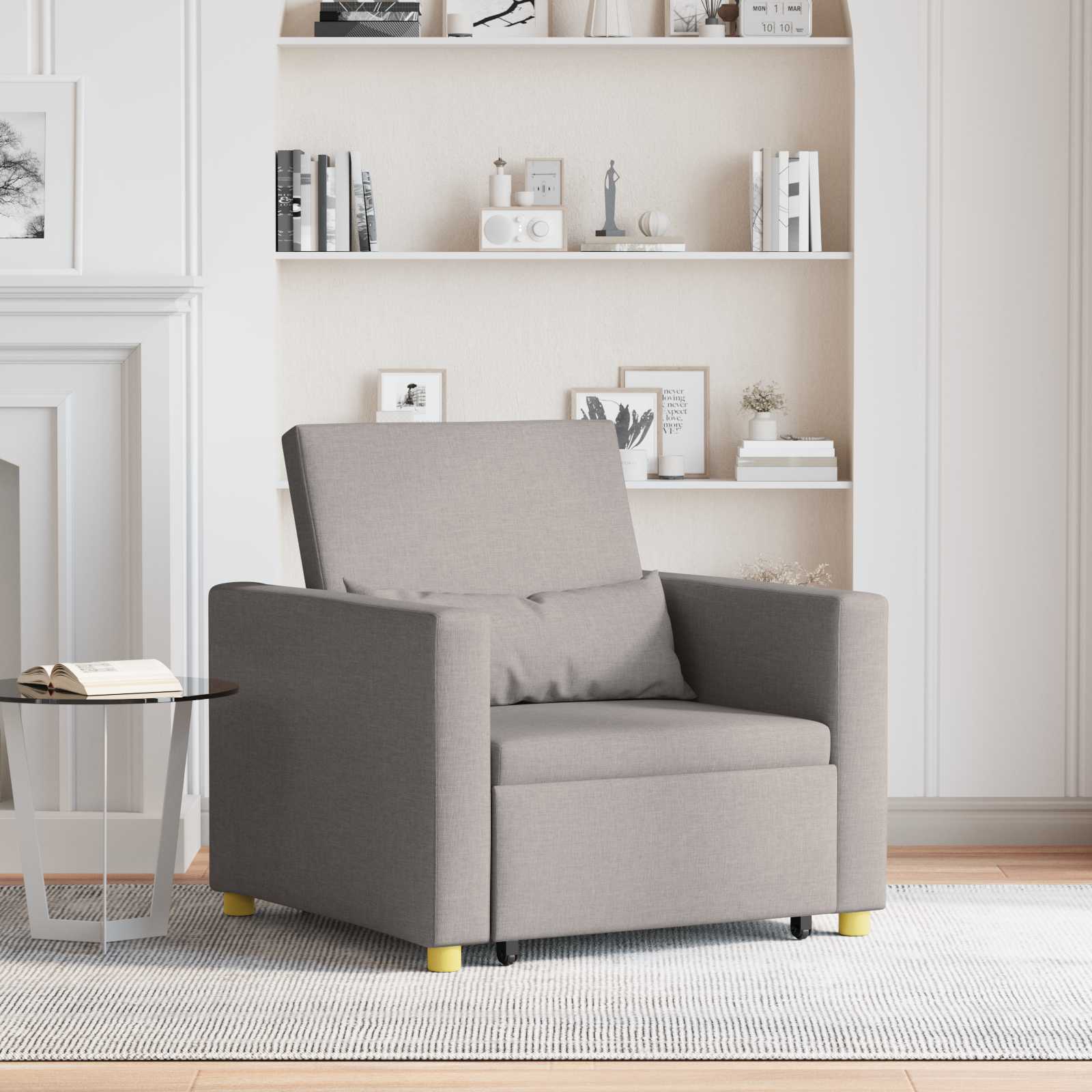 Canapé-lit escamotable simple Taupe tissu