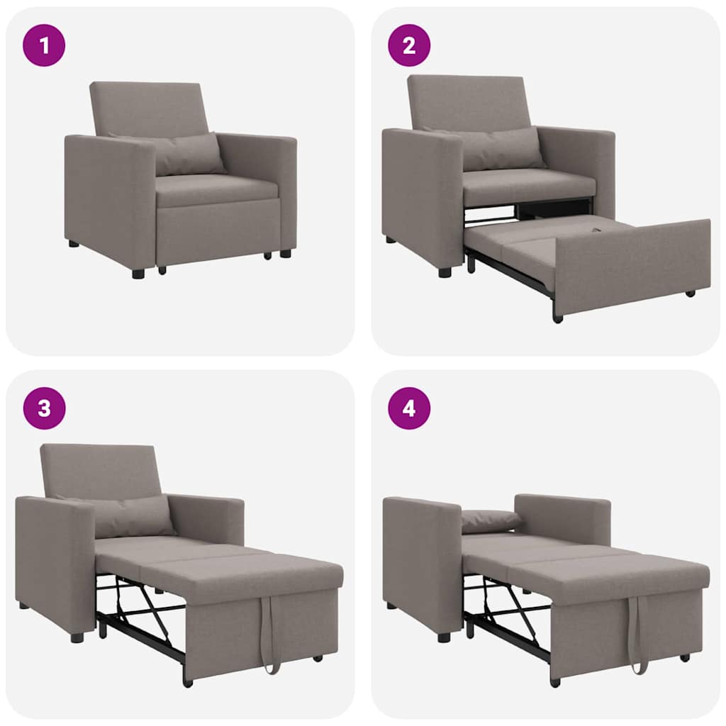 Canapé Lit Simple avec des roues Taupe 90 x 165 x 87 cm tissu - XIOS