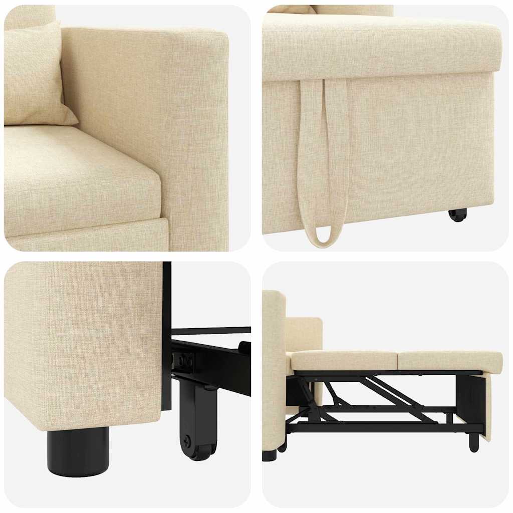 Canapé Lit Simple avec des roues Crème 90 x 165 x 87 cm tissu - XIOS