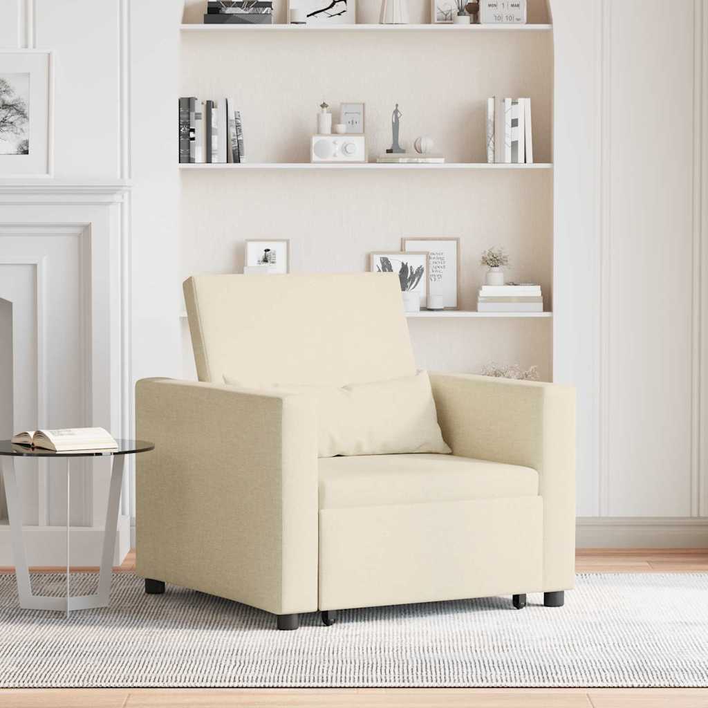Canapé Lit Simple avec des roues Crème 90 x 165 x 87 cm tissu - XIOS