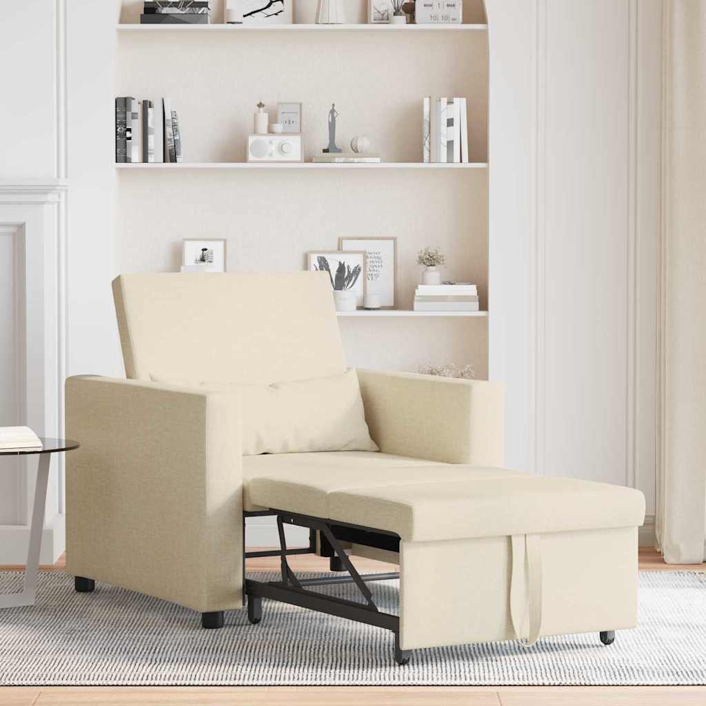 Canapé Lit Simple avec des roues Crème 90 x 165 x 87 cm tissu - XIOS
