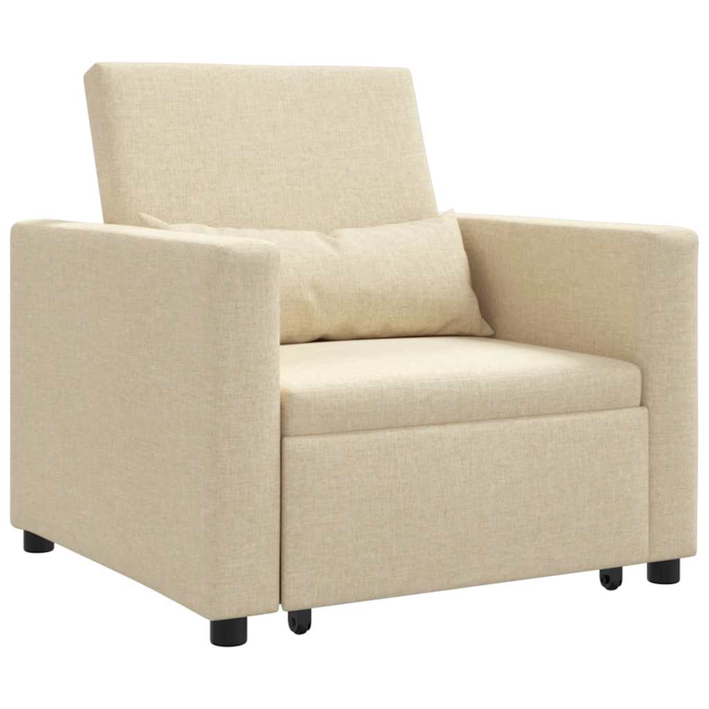 Canapé Lit Simple avec des roues Crème 90 x 165 x 87 cm tissu - XIOS