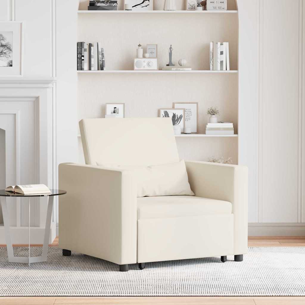 Canapé Lit Simple Blanc crème 90 x 165 x 87 cm tissu - XIOS