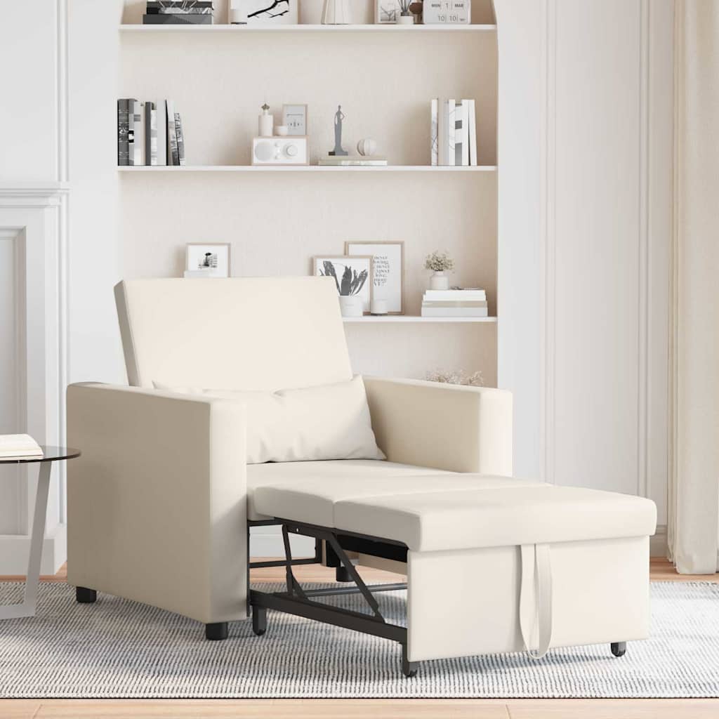 Canapé Lit Simple Blanc crème 90 x 165 x 87 cm tissu - XIOS