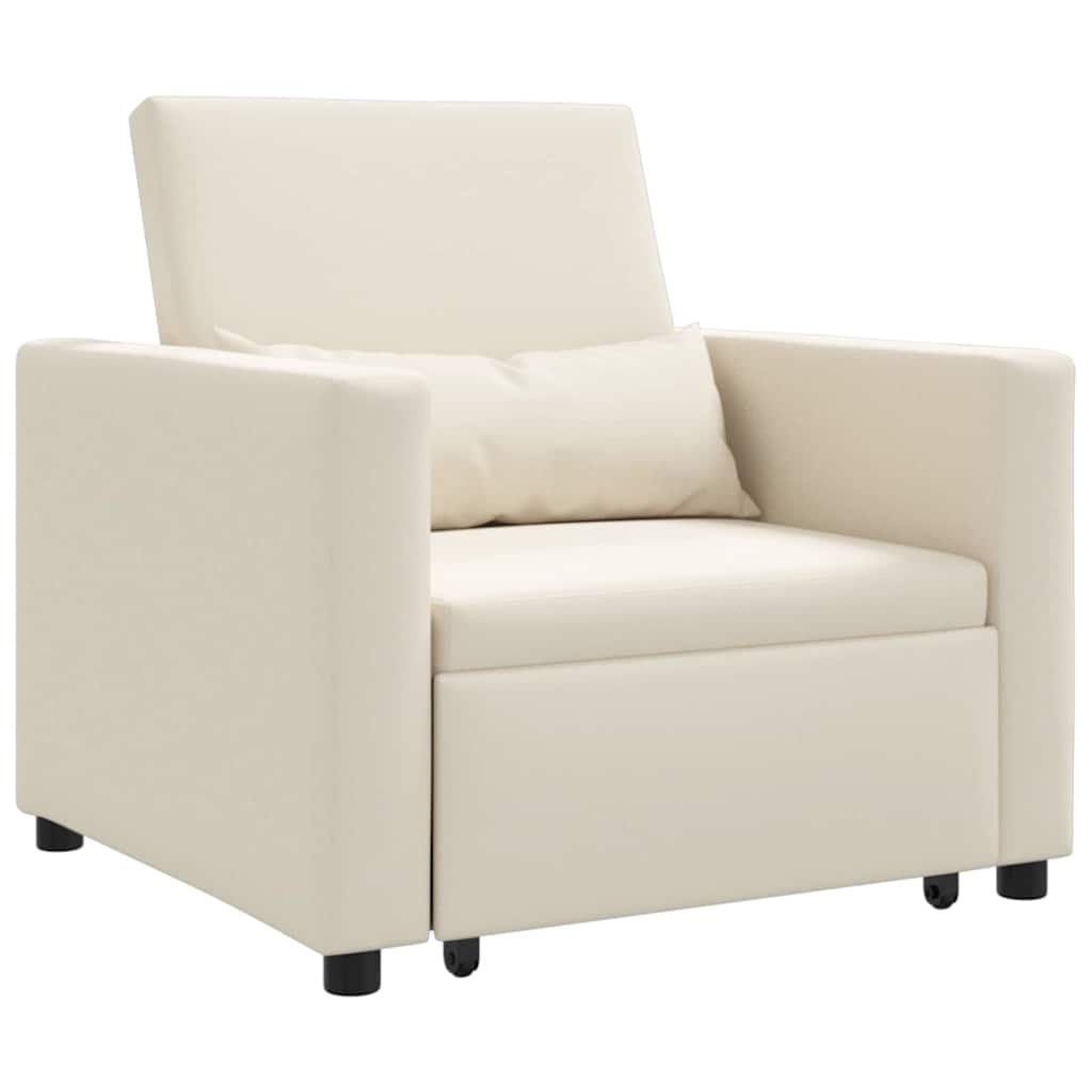 Canapé Lit Simple Blanc crème 90 x 165 x 87 cm tissu - XIOS