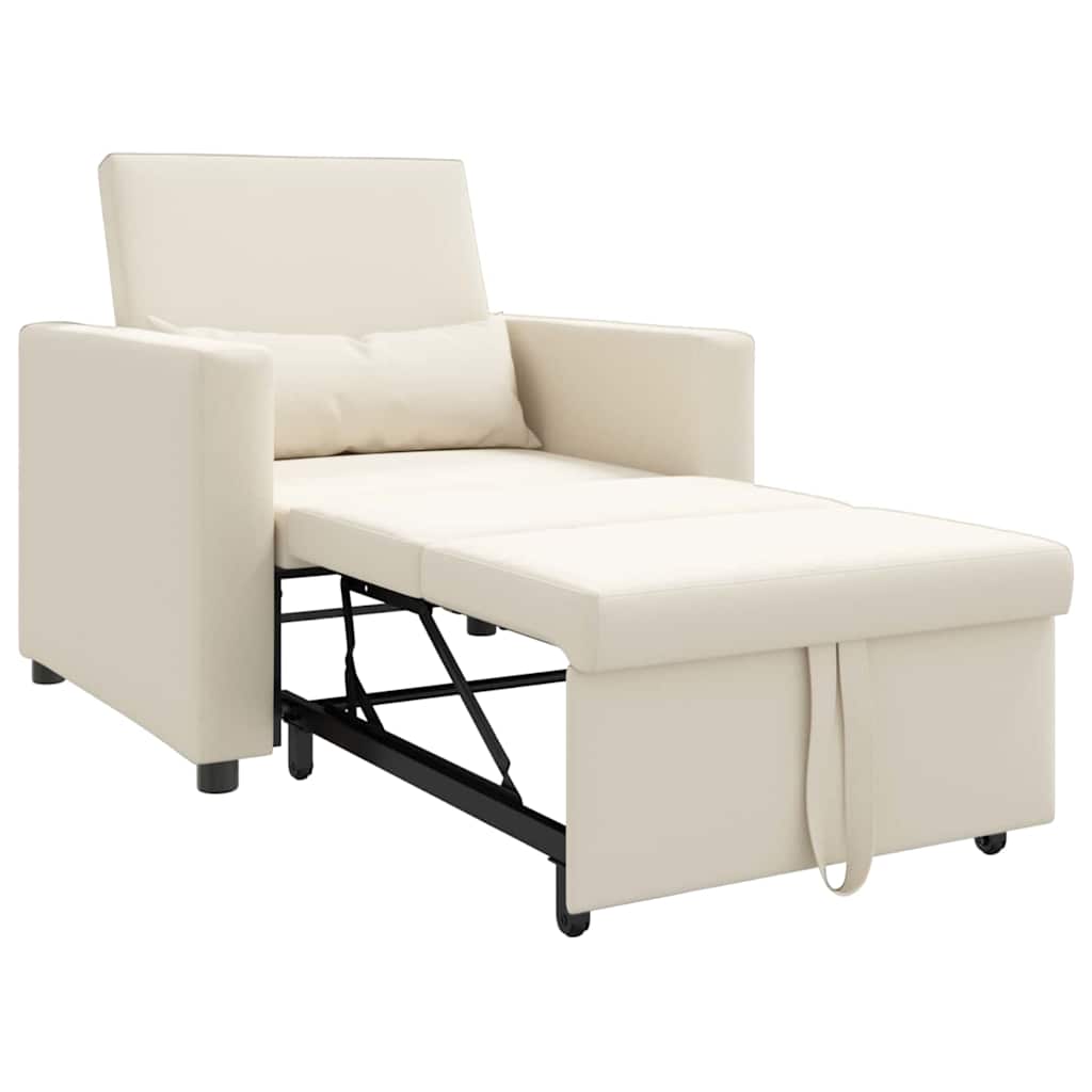 Canapé Lit Simple Blanc crème 90 x 165 x 87 cm tissu - XIOS