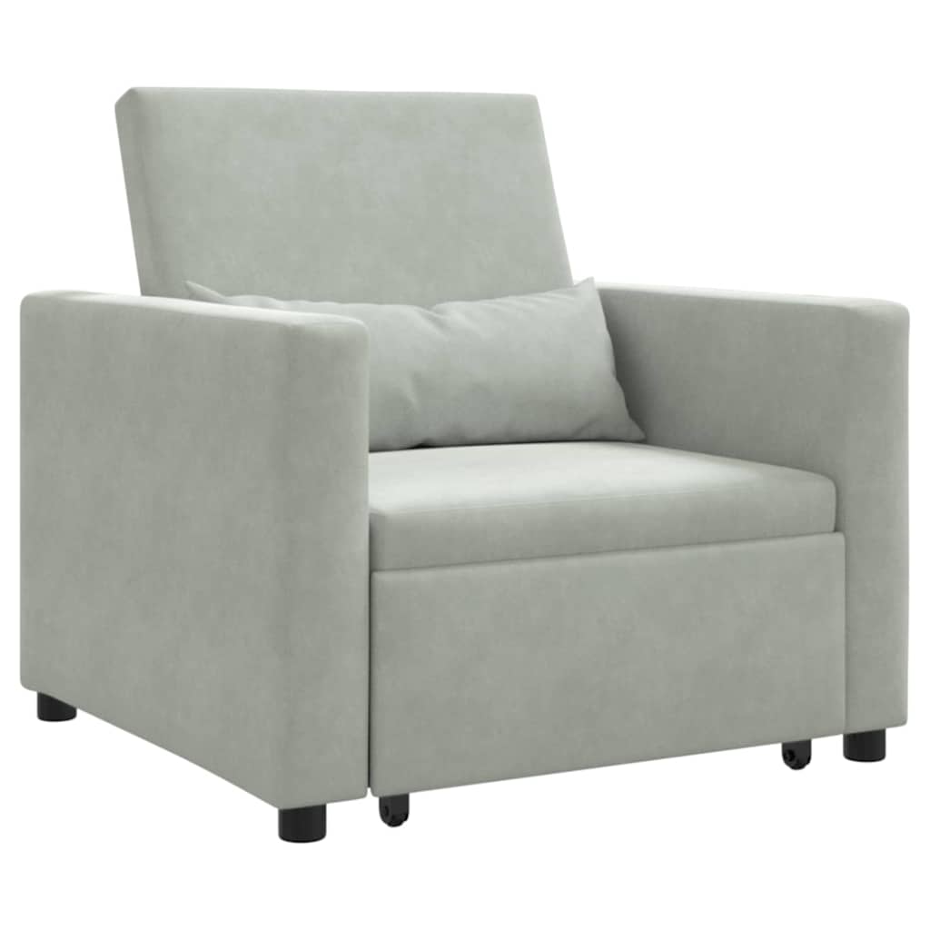 Canapé Lit Simple Gris clair 90 x 165 x 87 cm Velours - XIOS