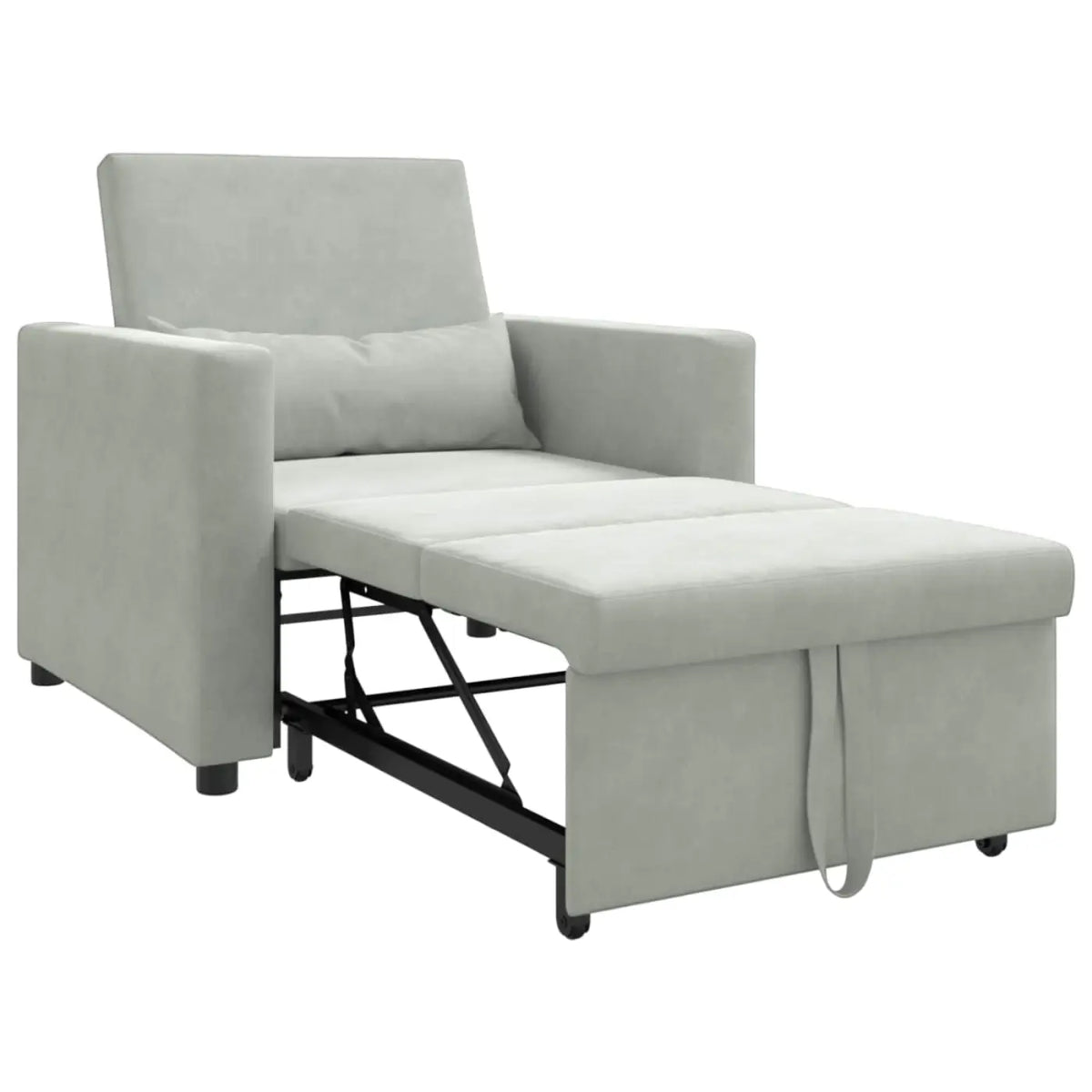 Canapé-lit escamotable simple avec des roues Gris clair Velours - XIOS