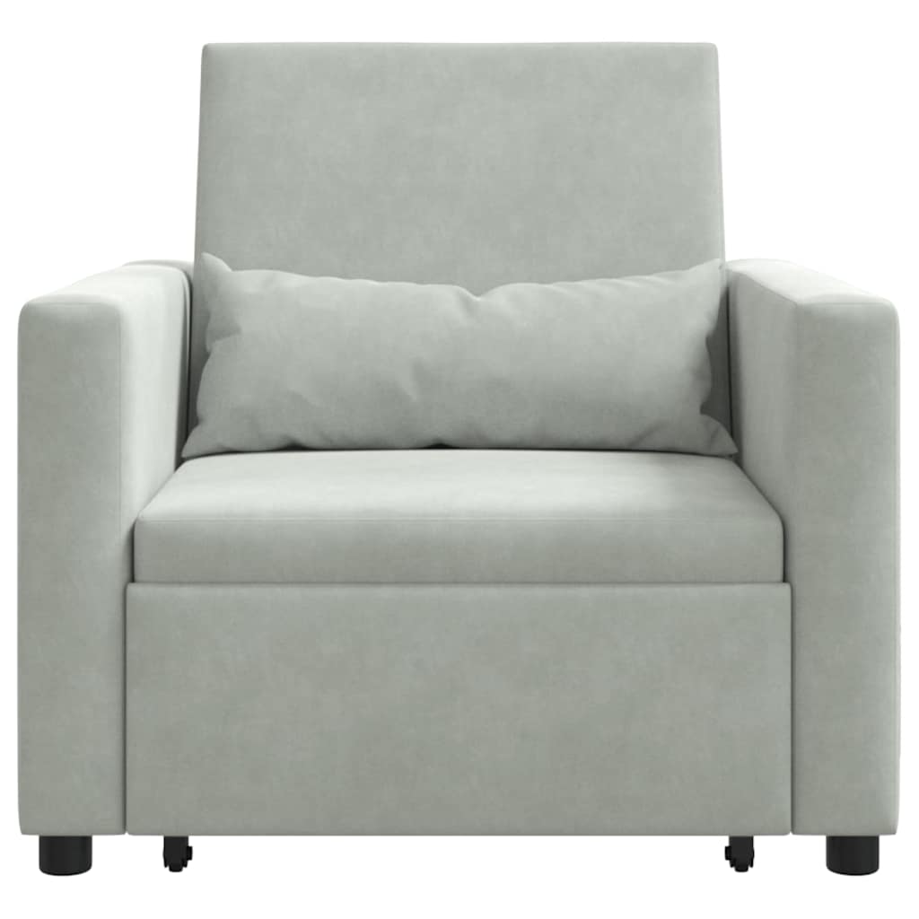 Canapé Lit Simple Gris clair 90 x 165 x 87 cm Velours - XIOS