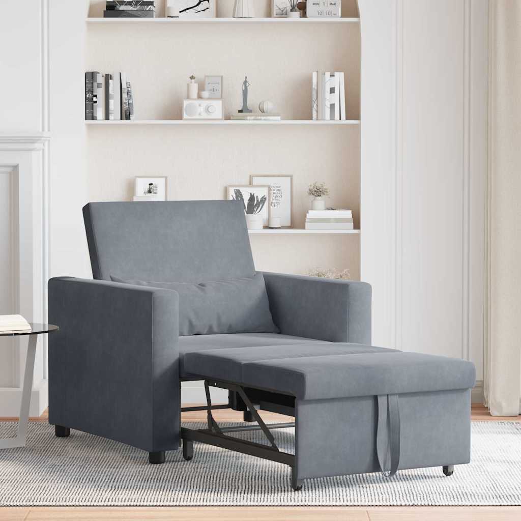Canapé Lit Simple Gris foncé 90 x 165 x 87 cm Velours - XIOS