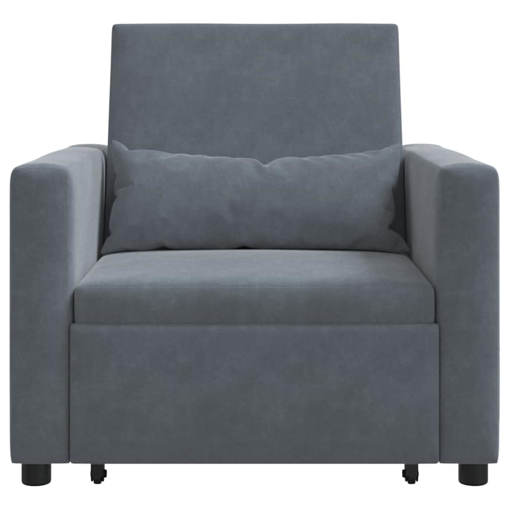 Canapé Lit Simple Gris foncé 90 x 165 x 87 cm Velours - XIOS