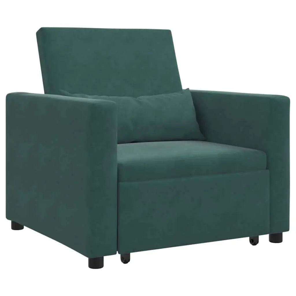 Canapé-lit escamotable simple avec des roues Vert foncé Velours - XIOS