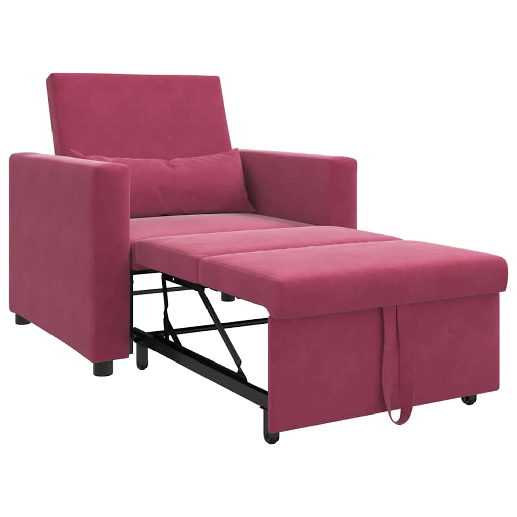 Canapé Lit Simple Rouge bordeaux 90 x 165 x 87 cm Velours - XIOS