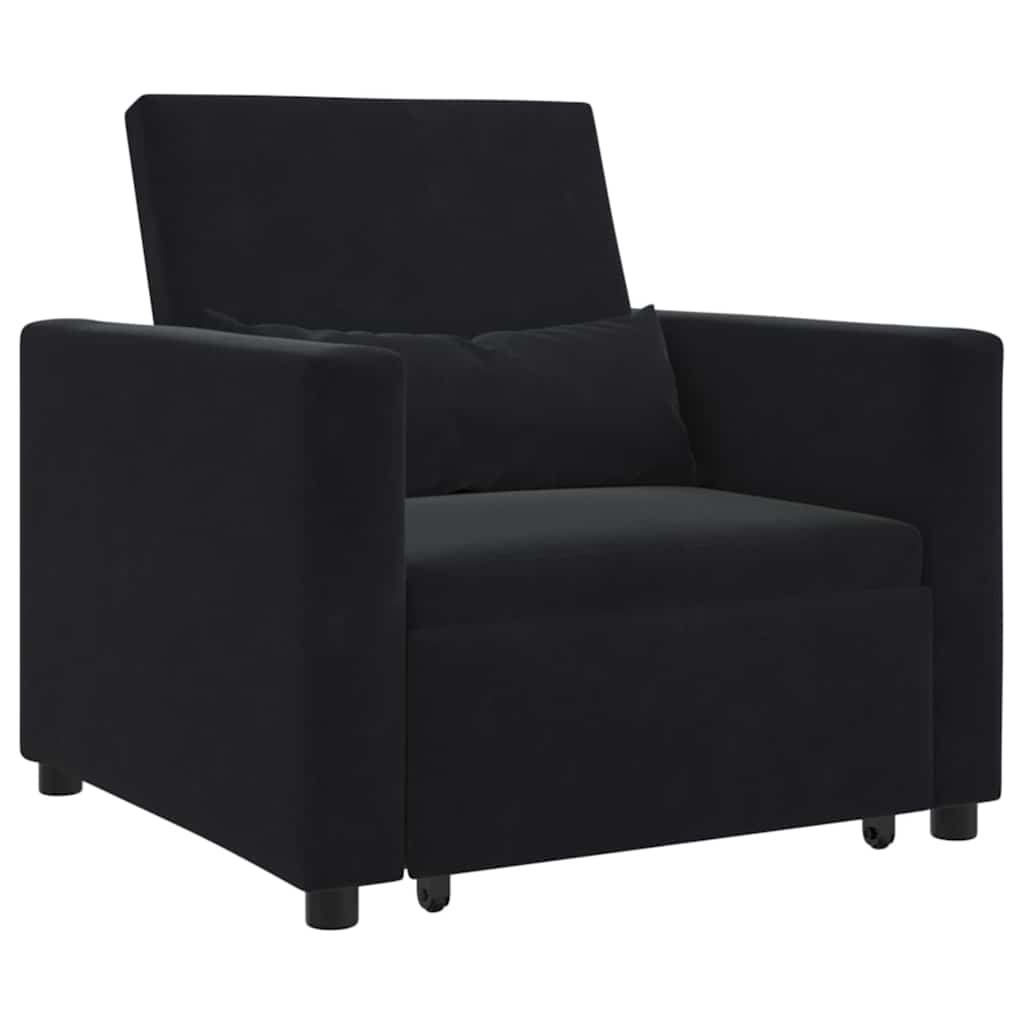 Canapé Lit Simple avec des roues Noir 90 x 165 x 87 cm Velours - XIOS