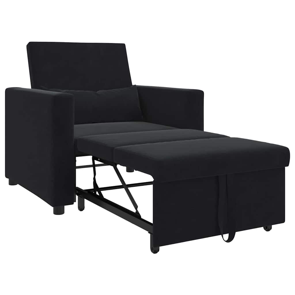 Canapé Lit Simple avec des roues Noir 90 x 165 x 87 cm Velours - XIOS