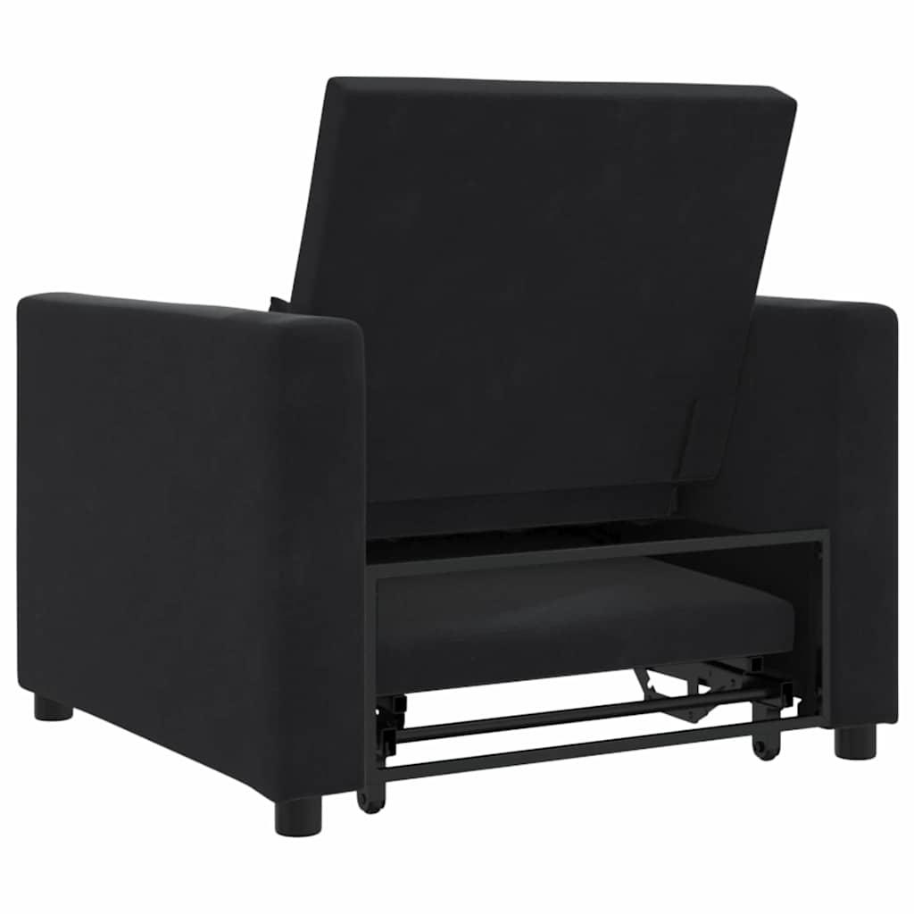 Canapé Lit Simple avec des roues Noir 90 x 165 x 87 cm Velours - XIOS